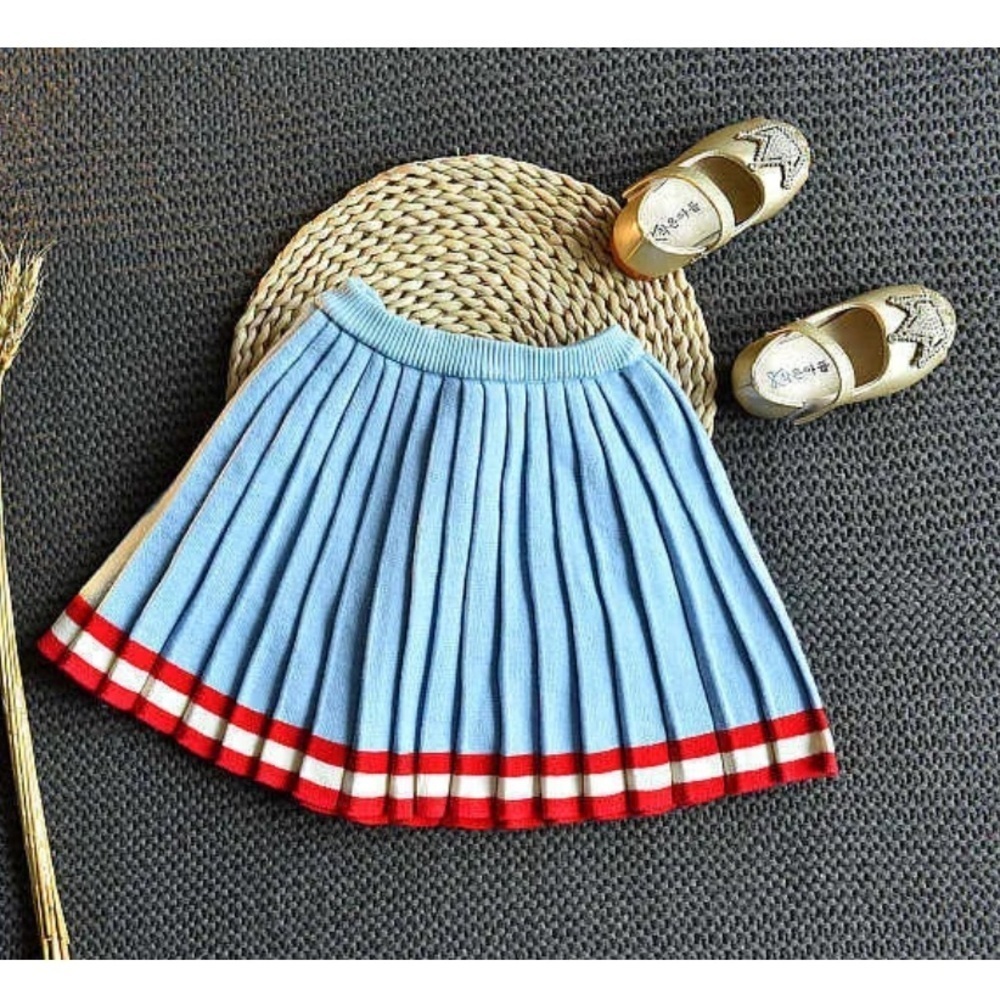 Shien Blue Knit Pleated Skirt